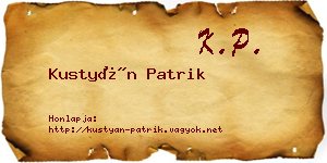 Kustyán Patrik névjegykártya